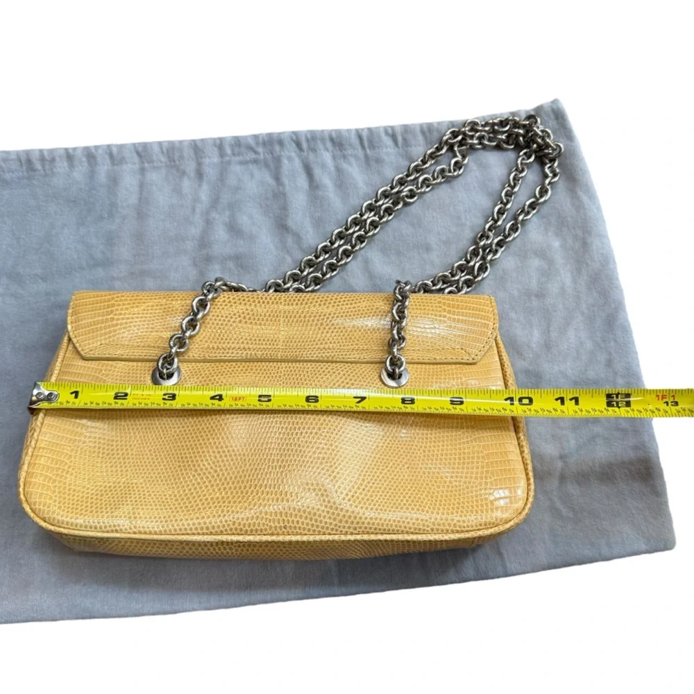 Ralph Lauren Ricky Yellow Lizard Leather Silver Chain Handle Bag Y2K Runway - Picture 13 of 15